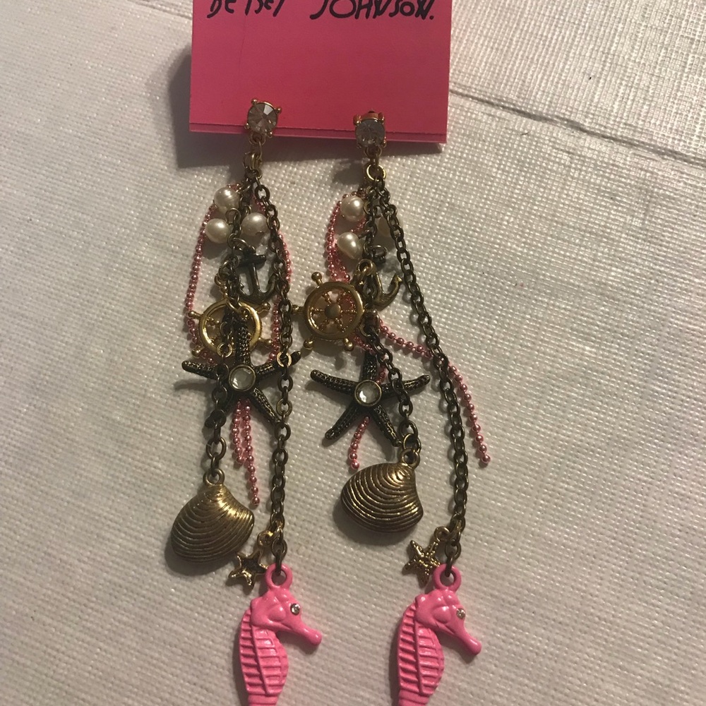 Betsey Johnson Authentic Pink Seahorse Earrings